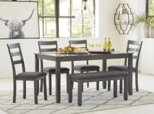 Bridson Dining Room Table and Chairs with Bench (Set of 6)