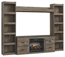 Trinell 4-Piece Entertainment Center with Electric Fireplace