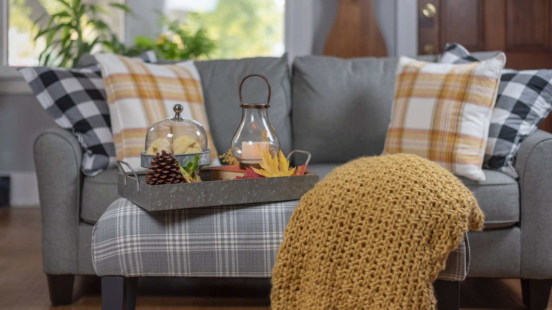 couch with fall pillows